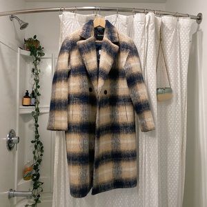 Plaid Madwell overcoat.